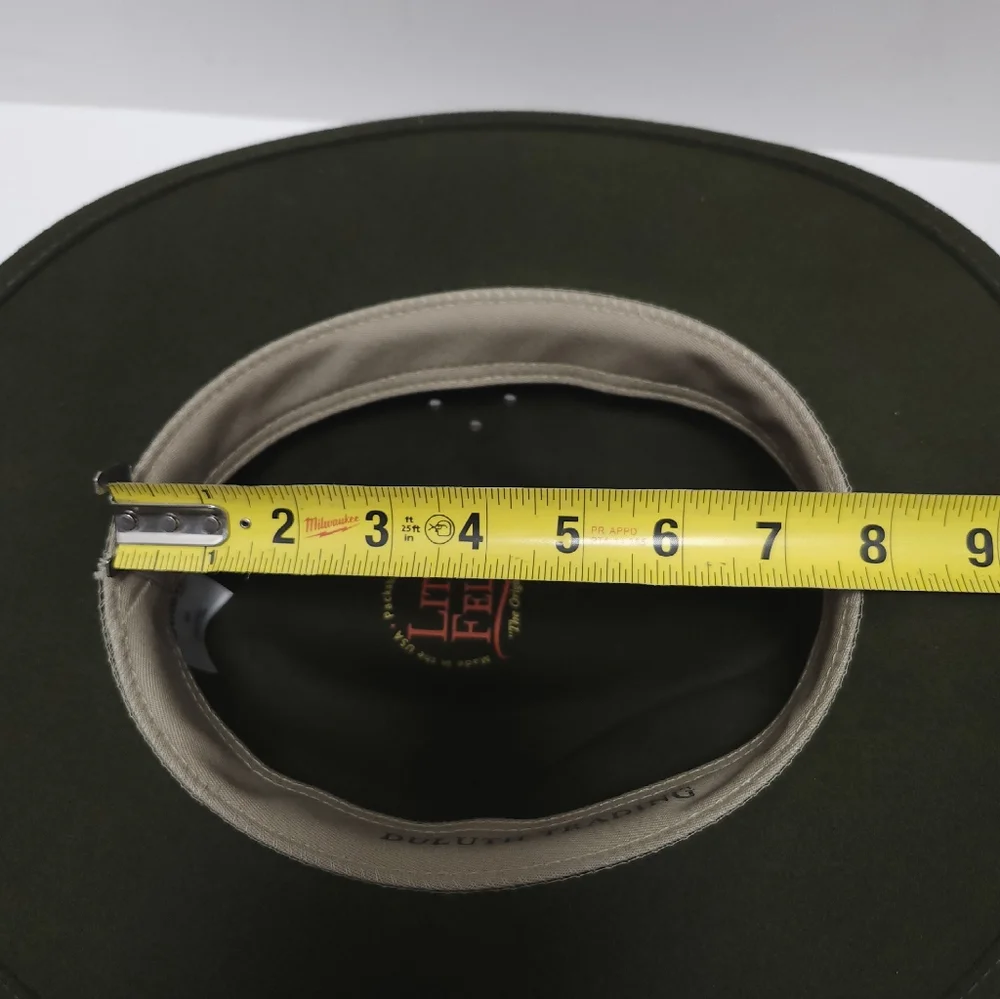 Duluth Trading Wool Felt Crusher Hat Medium Leather Band USA Made Green Fedora - Picture 13 of 14